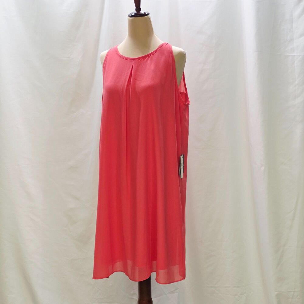 NWT by&by Coral Sheer Layered Sleeveless Dress XL Split Front Summer - Picture 2 of 8